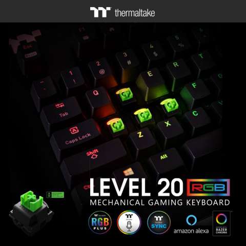 ترمالتیک از کیبورد گیمینگ Level 20 RGB Razer Green خود رونمایی کرد