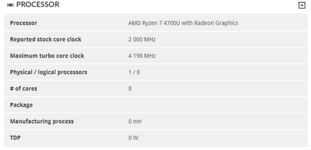 پردازنده AMD Ryzen 7 4700U با هشت هسته و سرعت 4.2 گیگاهرتزی