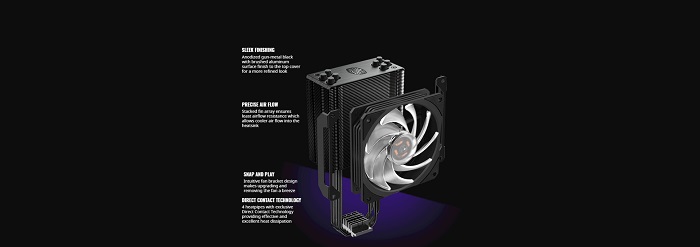 خنک کننده بادی پردازنده کولر مستر مدل HYPER 212 RGB BLACK EDITION