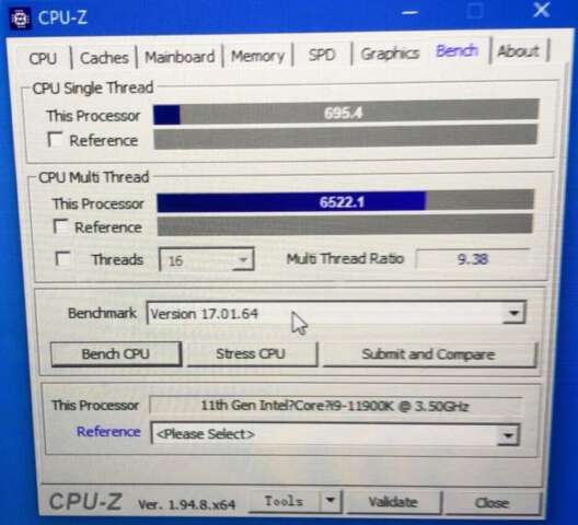 نتایج پردازنده Intel Core i9-11900K در بنچمارک CPU-Z لو رفت