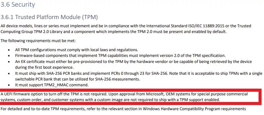 عرضه نسخه‌هایی خاص از ویندوز 11 بدون نیاز به ماژول سخت‌افزاری TPM 2.0